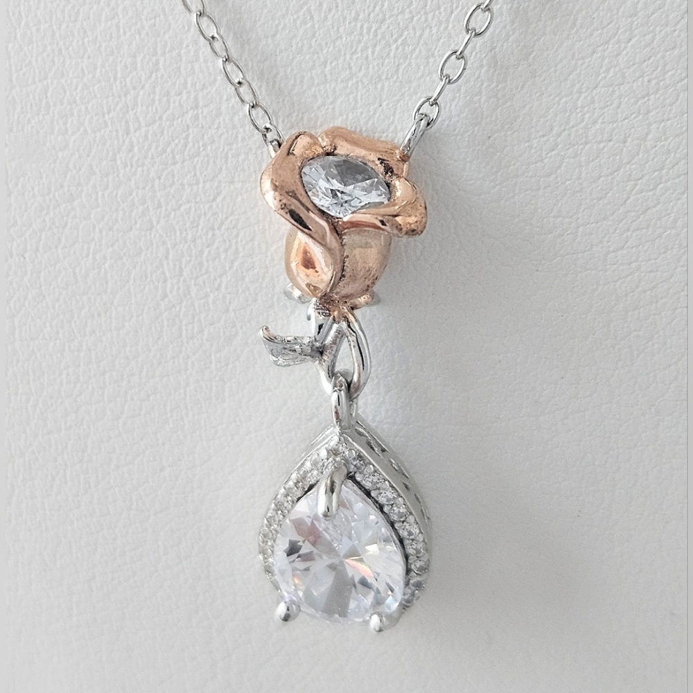 RARE Enchanted Rose Necklace, 925 Sterling Silver, Vintage Charmed Aroma